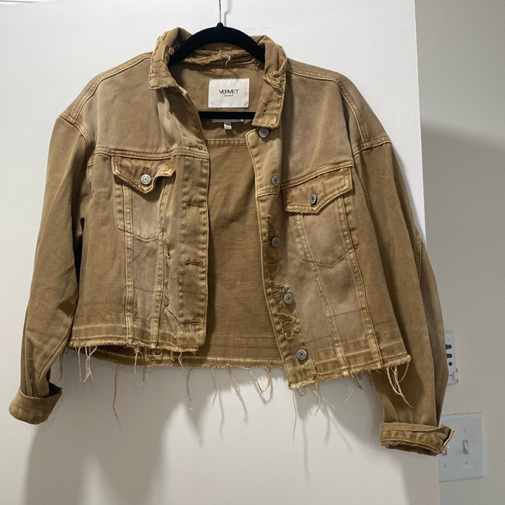 Vervet cropped but oversized jean jacket.